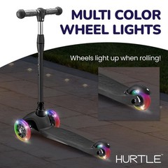 Hurtle Mini LED Light-up Wheels Kickboard Scooter for Kids – Ages 2-5 (Black)