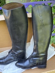 NOS Devon Aire 655 Nouvelle Tall Field Boots Womens Size 8 XW Calf Black Leather