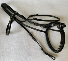 SCHOCKEMOHLE Gently Used PADDED Black FULL Horse BRIDLE~Crank Nose~Crystal Brow