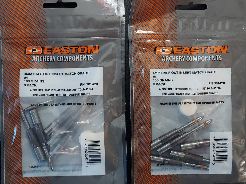 Easton – 4mm Match Grade Half out #4 – 100Gr Titanium/SS – 2/6pks (901420)