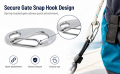 T316 Stainless Steel Gate Snap Hook 3-3/4″, 1000 Lbs WLL Marine Grade Carabiner