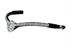 Crystal Sunburst Horse Browband Black Leather Rhinestone Bling
