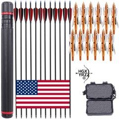 30″ Archery Carbon Arrows Turkey Feather Compound Recurve Bow Arrowhead Quiver