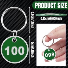 1-100 Numbered Key Tags Round ID Aluminum Alloy Metal Number Tags Green