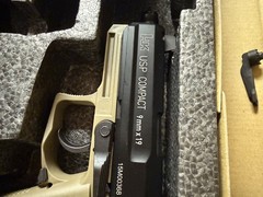 KWA Airsoft 6mm Heckler & Koch USP Compact With Tan Frame, Includes Holster