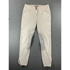 Tailored Sportsman White Trophy Hunter Breeches Tan Knee Patch Womens 26 1272