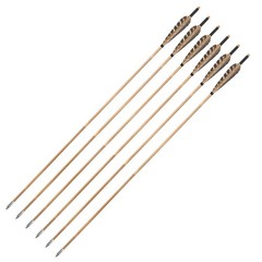33″ Bamboo Arrows 5″ Natural Feathers Archery Longbow Recurve Bow Hunting