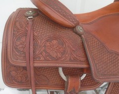 16.5″ CACTUS Saddlery Working Cowhorse Saddle~Cutting~Reining~TOOLED~GREAT COND