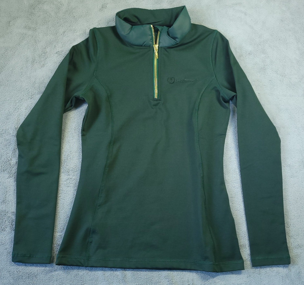 Freedmans Harness Mid Layer Zip Neck Jacket XS Green Logo Spellout Saddleseat