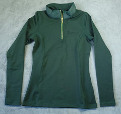 Freedmans Harness Mid Layer Zip Neck Jacket XS Green Logo Spellout Saddleseat