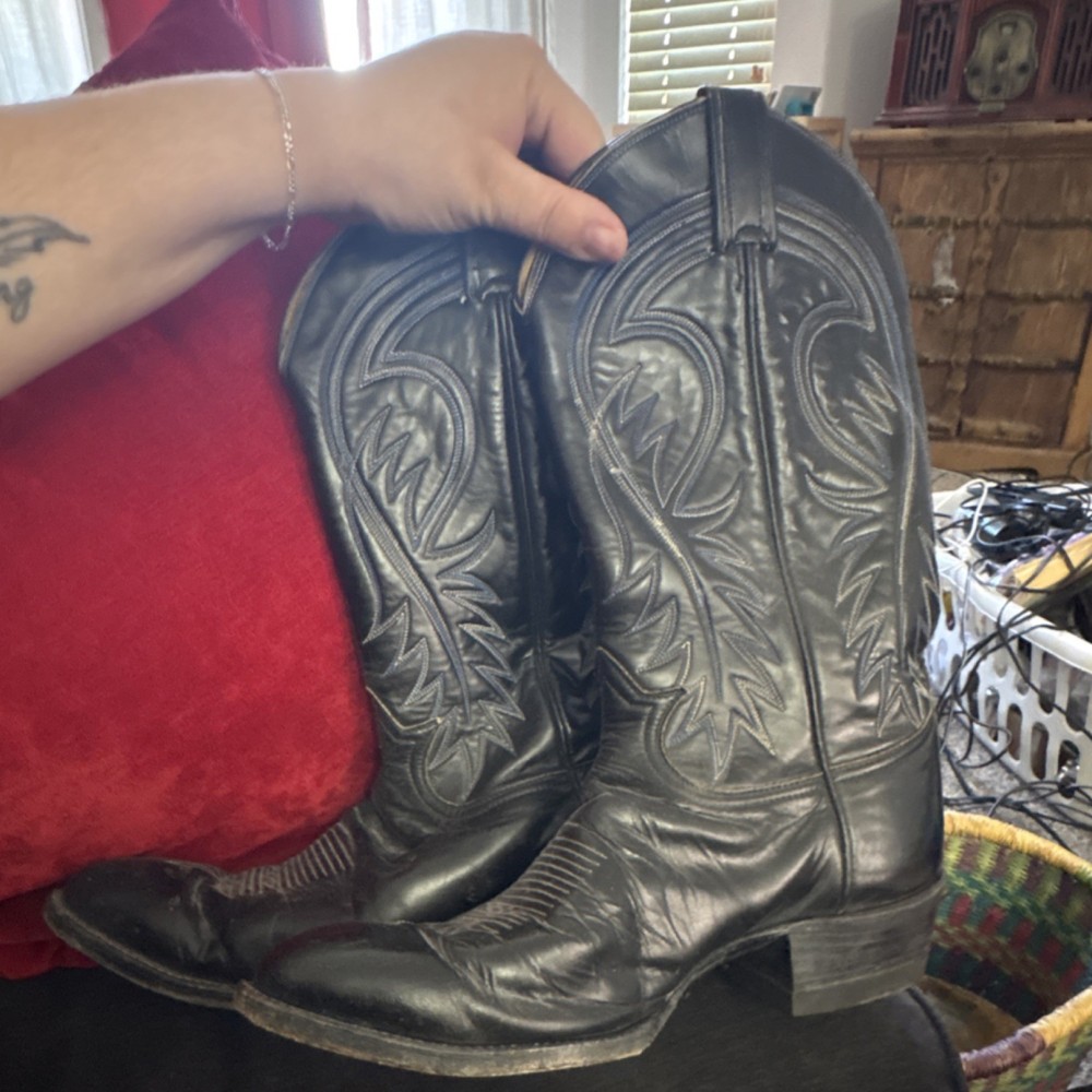 Tony Lama Western Boots Black Leather 6238 Men’s Size 11 D