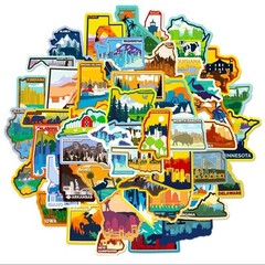 50 US States Travel Waterproof Stickers – NEW!