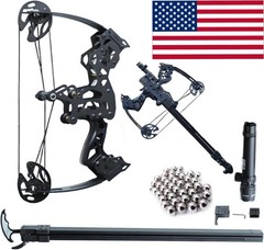Mini Compound Bow 45lb Shoot Rapid Bow Shooter Steel Ball Launcher Hunt Archery