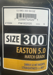 Easton 5.0 Match Grade Shafts 300 Spine Dozen New