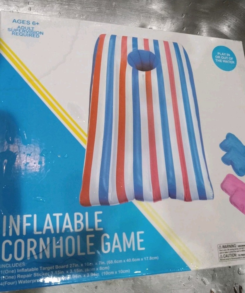 Inflatable Cornhole Red White Blue 1 Board 4 Beanbags Beach Pool Backyard