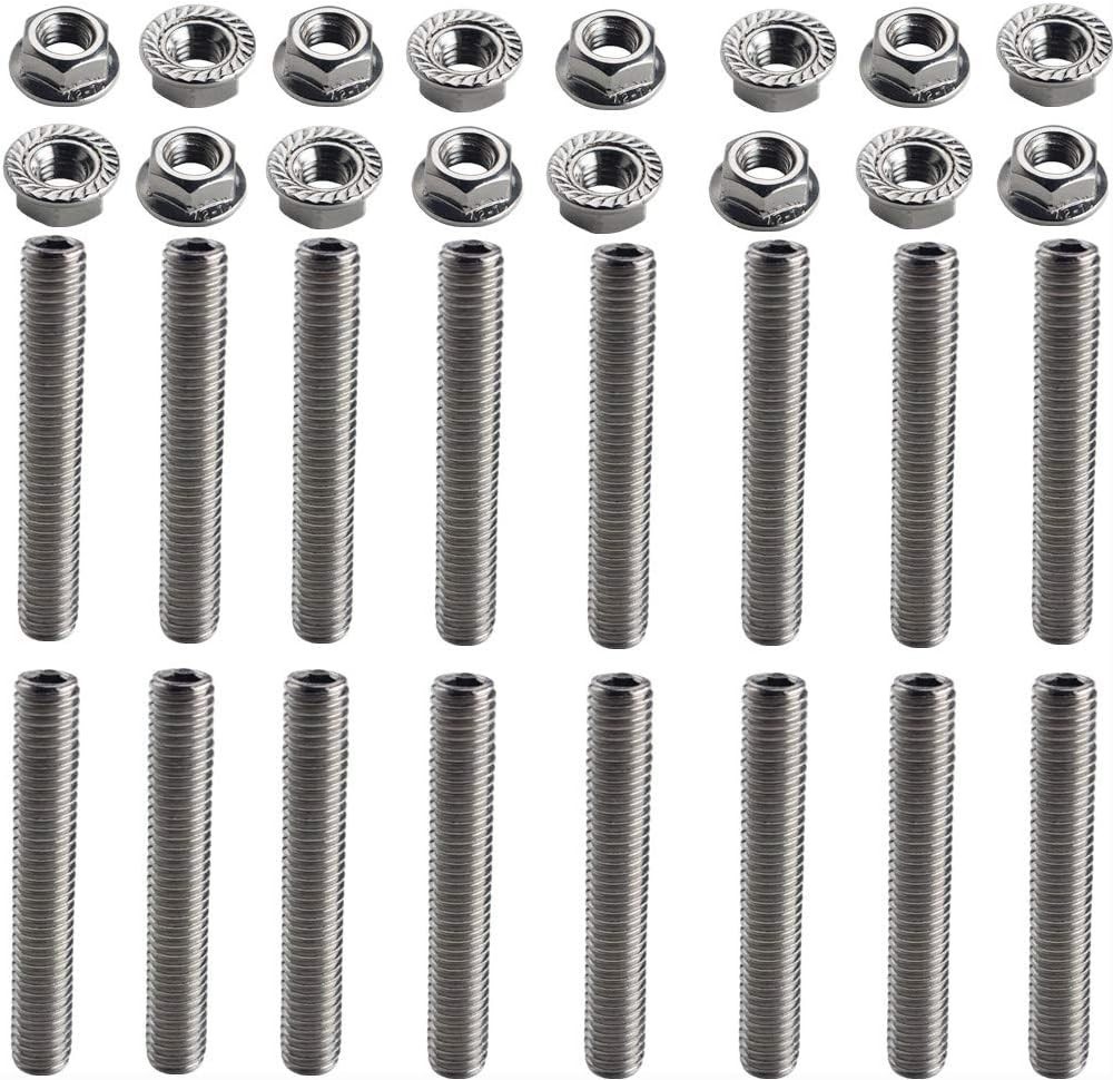 16Pcs Stainless Exhaust Manifold Stud Kit 2 Manifolds for Ford 4.6 & 5.4 Liter V
