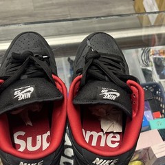 Nike SB Dunk Low Pro x Supreme Black/Red Skate Shoes w/ 94 Heel Embroidery