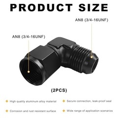 2 PCS Female to Male 90 Degree Hose Fitting Adapter, Aluminum Flare Elbow 8AN