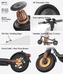 NAVEE V25 Electric Scooter for Adults, 20MPH, 15 Miles Range,10″ Tires, Commuter