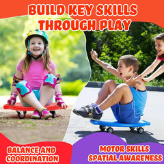 4 Pack Sports Scooter Boards with Handles for Indoor & Outdoor Fun
