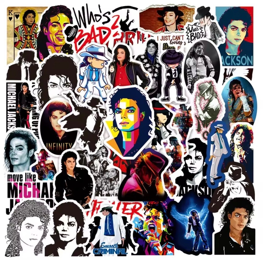 50 Piece Mix Lot 2” Michael Jackson Moonwalk Stickers Water Bottles, *(Style 2)