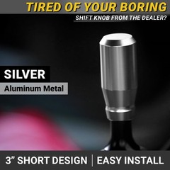 Premium Brushed Silver Shift Knob – 4 Metal Threaded Adapters, 4 5 6 Speed Ma…