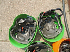 4 Climbing Helmets 1 Black Diamond Orange – 3 Green Rock Helmets Made in Italy