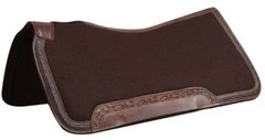 Western Horse Saddle Pad Thick Wool w/Tooled Leathers and Memory Felt Bottom 32″