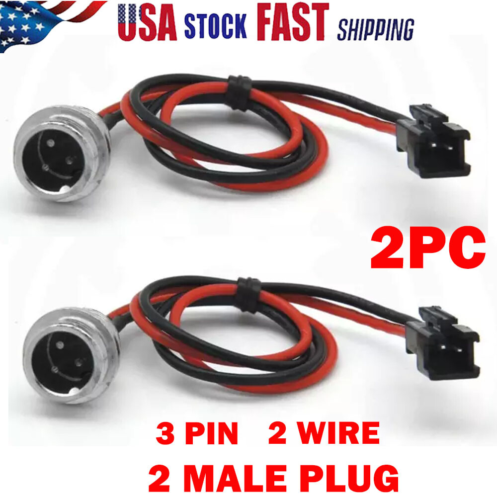 2X 3 Pin 2 Male Plug 2 Wire Hoverboard Charging Ports For Scooter Charger Cable