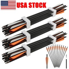 12/24/48pcs 20″ Crossbow Bolts Carbon Arrow ID7.6mm Archery Hunting Shoot Target