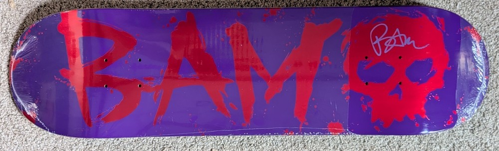 Zero Skateboard Deck- Bam Margera Purple Blood Skull -Limited SIGNED by BAM 8.25