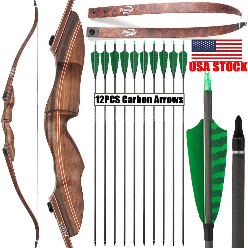 60″ Archery Takedown Recurve Bow 25-60lbs Right Hand Bow Hunting Shooting Target