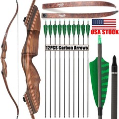 60″ Archery Takedown Recurve Bow 25-60lbs Right Hand Bow Hunting Shooting Target