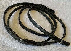 SCHOCKEMOHLE 54″ x 5/8″ (16mm) DuraSoft BLACK Leather GRIP Reins~NICE CONDITION