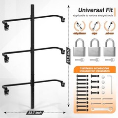 3 Place Weed Eater Rack, Mount On Landscape Truck Trailer Enclosed Carbon Black
