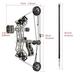 10.2″ Compound Bow Set with Stainless Steel, 4/8 Arrows & Target Paper – Archery