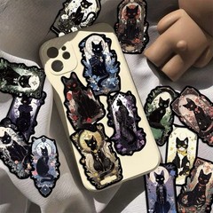 30Pcs Mixed Gothic Medieval Astrology Tarot Black Cat Dark Witch Kitty Stickers