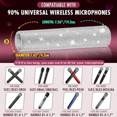 Mic Not Include Rhinestones Microphone Sleeve, Crystal Wireless Mic Silver
