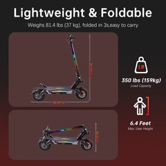 2000W*2 Dual Motors 1300Wh Electric Scooter 11″ Folding EScooter 42MPH For Adult