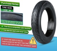 2.50-10 Dirt Bike Tire Street Tire Compatible with 14×2.50 14×2.5 60/100-10 ebik