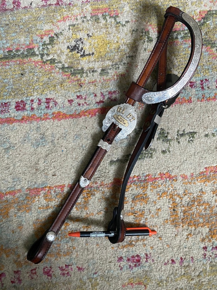 Vintage WOODs Sterling Trophy used western headstall BLING FREE SHIPPING
