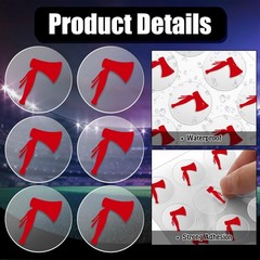 Jecery 200 Pcs 8 Sheets Football Helmet Stickers Hatchet Decals Red on Clear