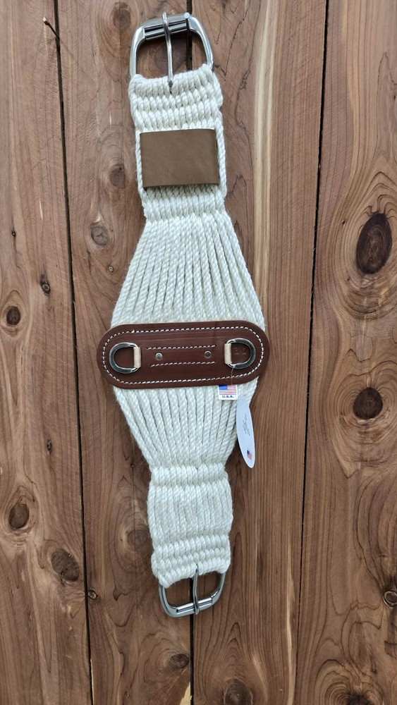 30″ HR 27 Strand Mohair Roper Style Cinch w Roller Buckles