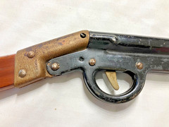 Vintage Antique MARX Wood Metal Pop Cork Gun Rifle Made in Great Britain