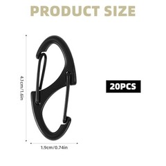20pc Alloy S Carabiner Clips, Dual Opening Design, Keychain Snap Hooks, Mini