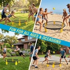 Roundnet Game Set with 2 Balls, Net & Carry Bag for Outdoor Play