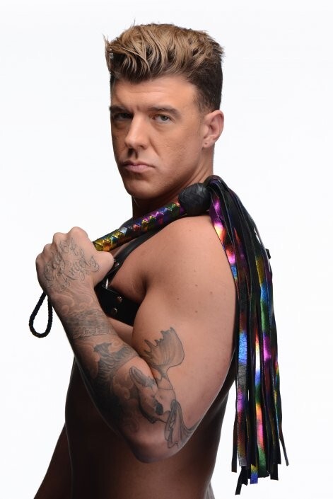 LGBTQ Pride Rainbow Strict Leather Flogger Sub Dom Master Slave Whip Sexy Rolepl