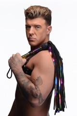 LGBTQ Pride Rainbow Strict Leather Flogger Sub Dom Master Slave Whip Sexy Rolepl