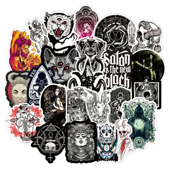 10pcs Demonic Stickers Devil Witchcraft Pentagram Gothic Dark Sticker Vinyl
