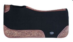 Horse SADDLE PAD Western Contoured Wool Felt Moisture Wicking Saddle Pad Black